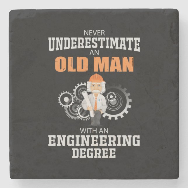 Engineer Old Man With An Engineering Degree Stone Coaster (Front)