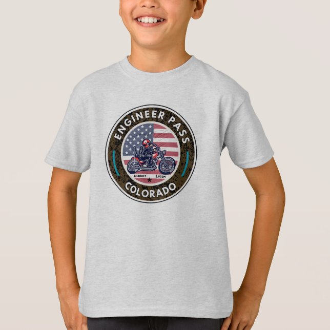 Engineer Pass Road colorda motorcycle trip T-Shirt (Front)