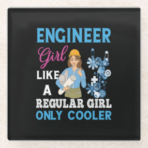 Engineer Proud Engineer Girl Glass Coaster