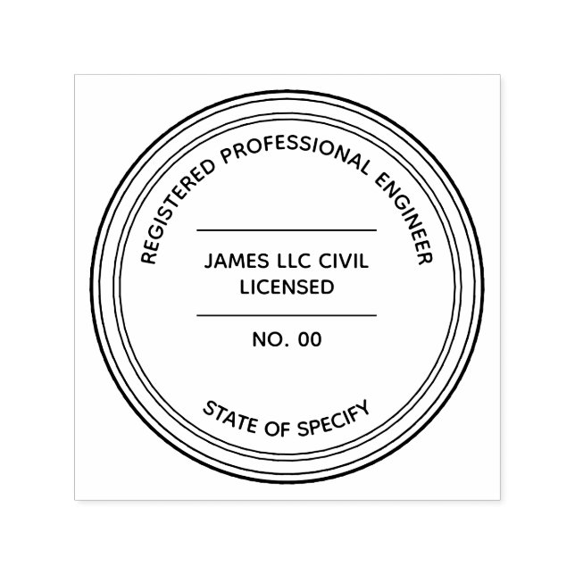 Engineer Registered Professional with state and no Self-inking Stamp (Design)