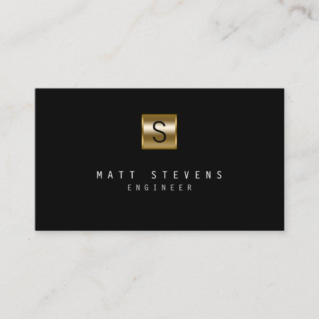 Engineer Technical Skills Gold Monogram  Business Card (Front)