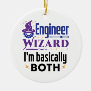 Engineer Wizard I'm Basically Both Ceramic Tree Decoration