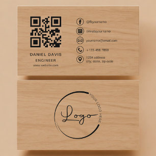 Engineer Wood Professional QR Code Business Card