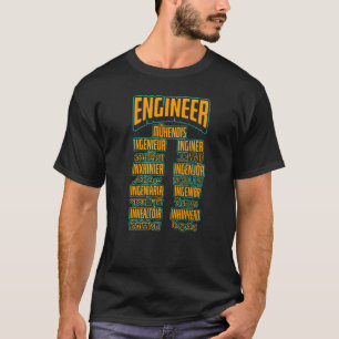 Engineer Word Languages  Engineering Mechanical Ci T-Shirt