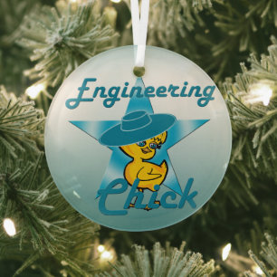 Engineering Chick #7 Glass Tree Decoration