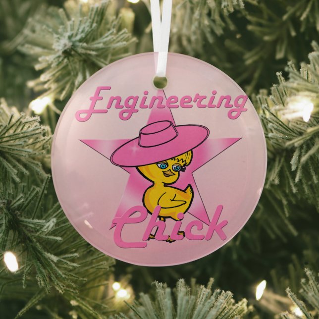 Engineering Chick #8 Glass Tree Decoration (Insitu)