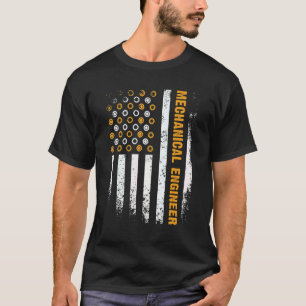 Engineering Gear Cog USA Flag Mechanical Engineer T-Shirt