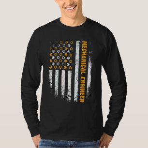 Engineering Gear Cog USA Flag Mechanical Engineer T-Shirt