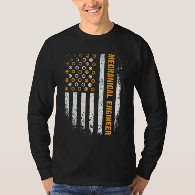 Engineering Gear Cog USA Flag  Mechanical Engineer T-Shirt (Front)