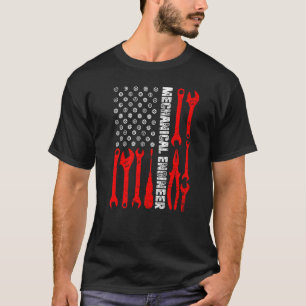 Engineering Gear Cog USA Flag Mechanical Engineer T-Shirt