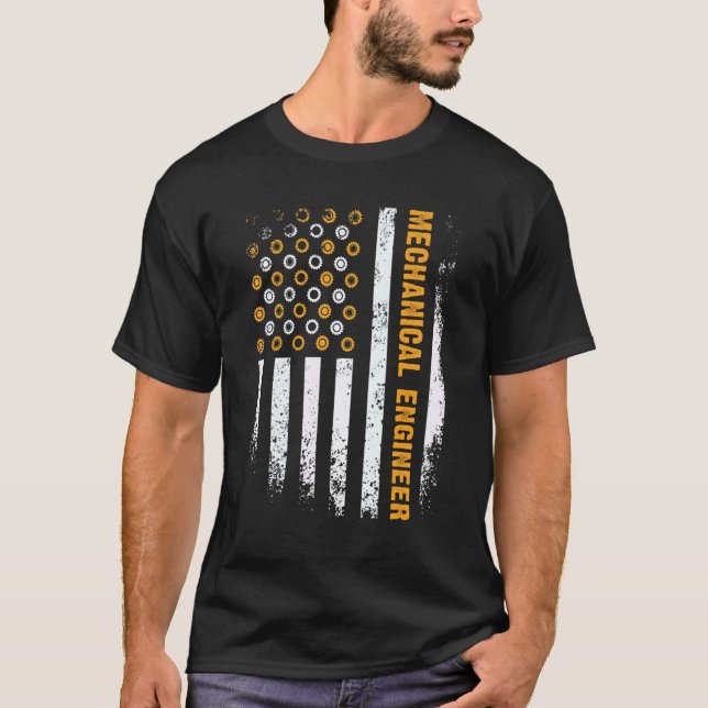 Engineering Gear Cog USA Flag  Mechanical Engineer T-Shirt (Front)