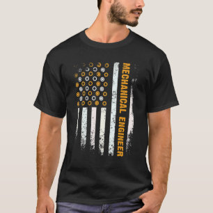 Engineering Gear Cog USA Flag Mechanical Engineer T-Shirt
