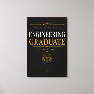 Engineering Graduate 2026 Elegant Gold Art Canvas Print