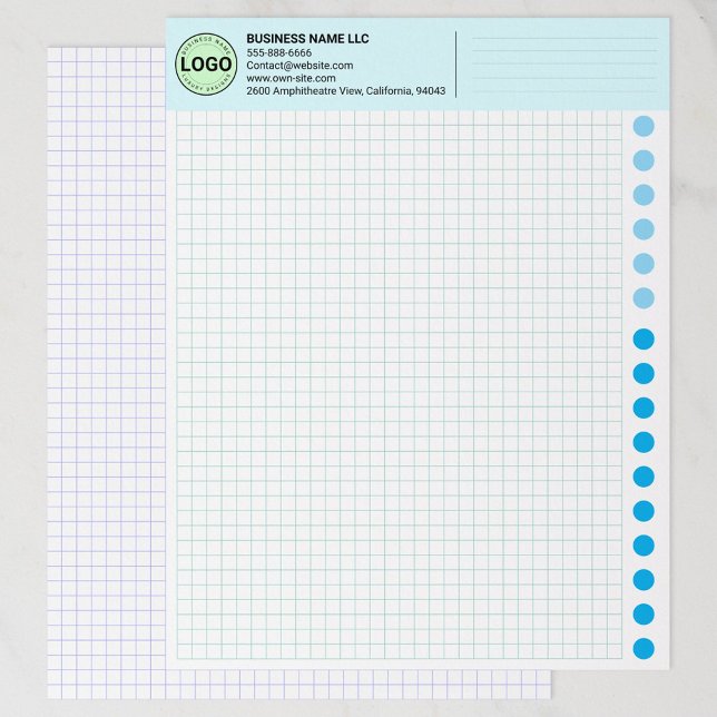 Engineering Graph Paper Sheets with Company Logo Custom Letterhead (blue Custom Logo Engineering Papers)