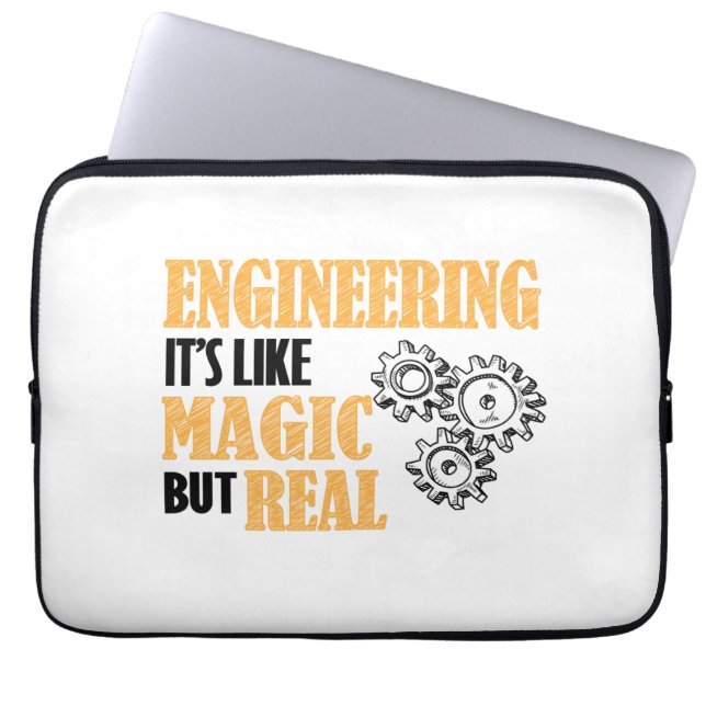 Engineering - It's Like Magic But Real Funny Laptop Sleeve (Front)