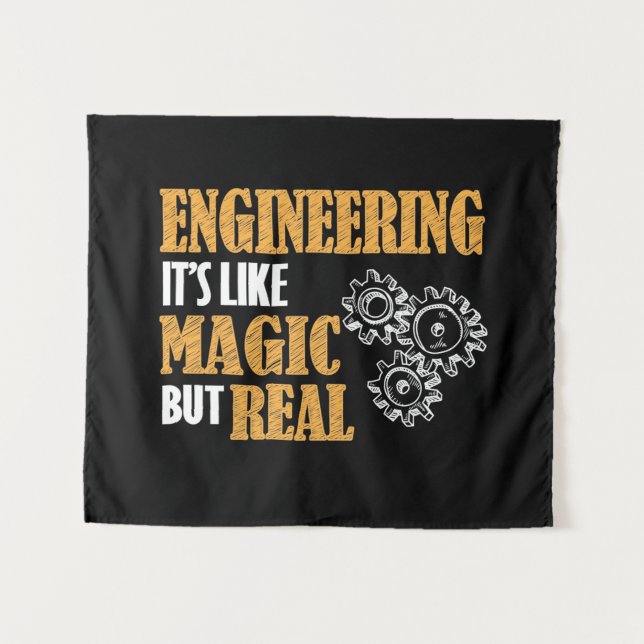 Engineering - It's Like Magic But Real Funny Tapestry (Front (Horizontal))