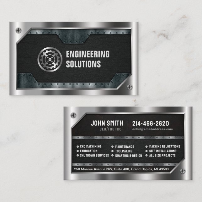 Engineering, Mechanic, Metal, Repair, Auto Business Card (Front/Back)