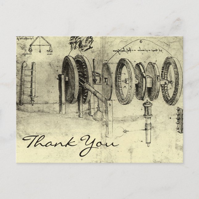 Engineering Sketch of Wheels by Leonardo da Vinci Postcard (Front)