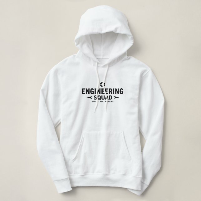 Engineering Squad Mug – Build. Fix. Repeat. Hoodie (Design Front)