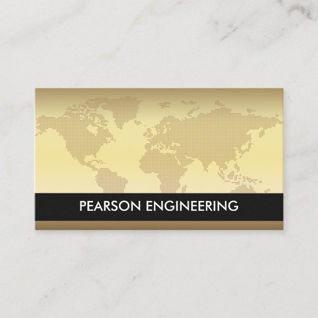 Engineering Technical World Map Business Card (Front)