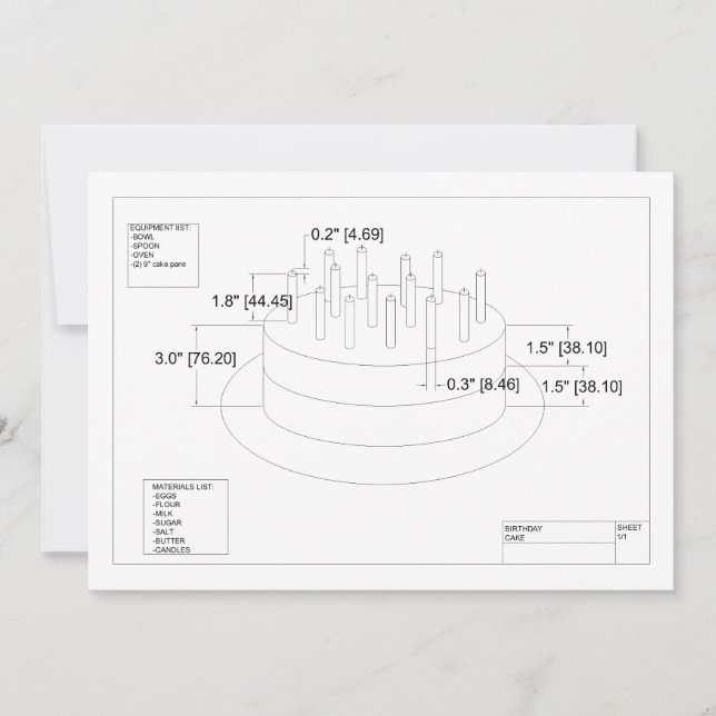 Engineer's Birthday Cake Invitation (Front)