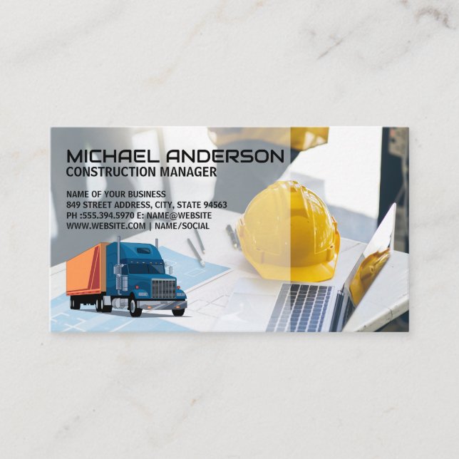 Engineers | Blueprints | Construction Business Card (Front)