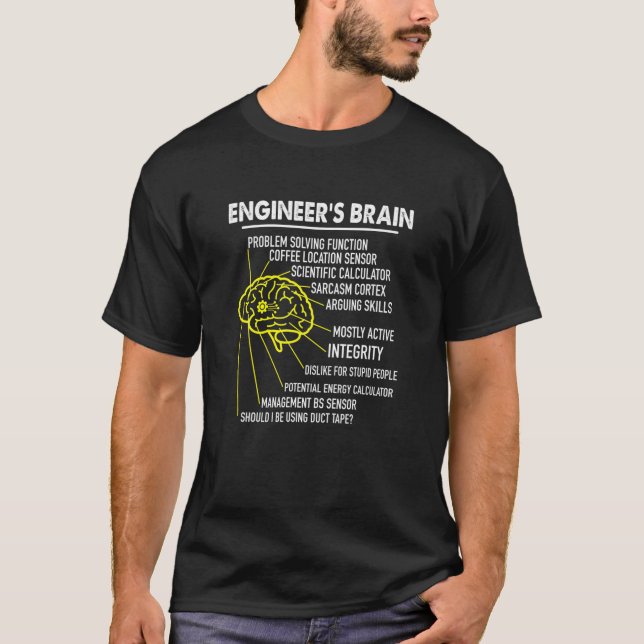 Engineer's Brain Composition, Funny Engineering Gi T-Shirt (Front)