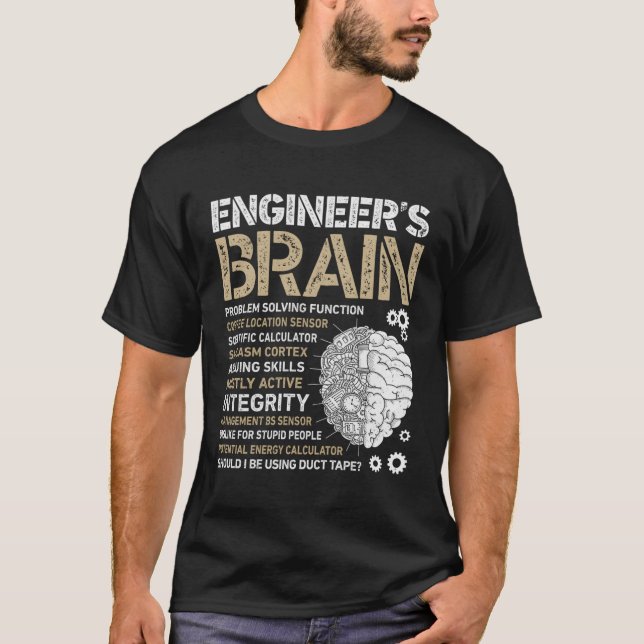 Engineer'S Brain Funny Process Engineer Men Engine T-Shirt (Front)