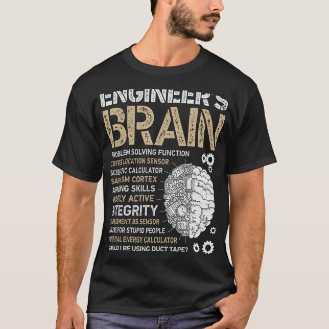 Engineer's Brain Funny Process Engineer Men Engine T-Shirt (Front)