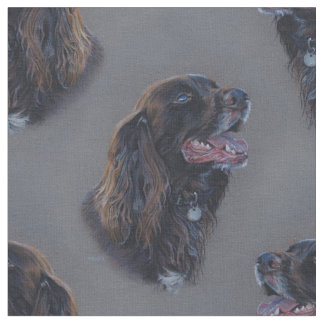 Engish Cocker Spaniel dog. Fine art painting. Fabric