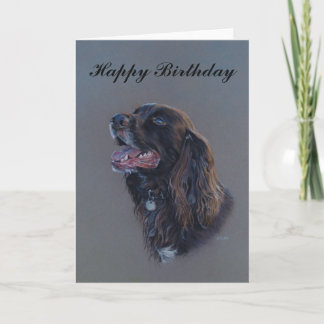 Engish Cocker Spaniel dog. Happy Birthday fine art Card