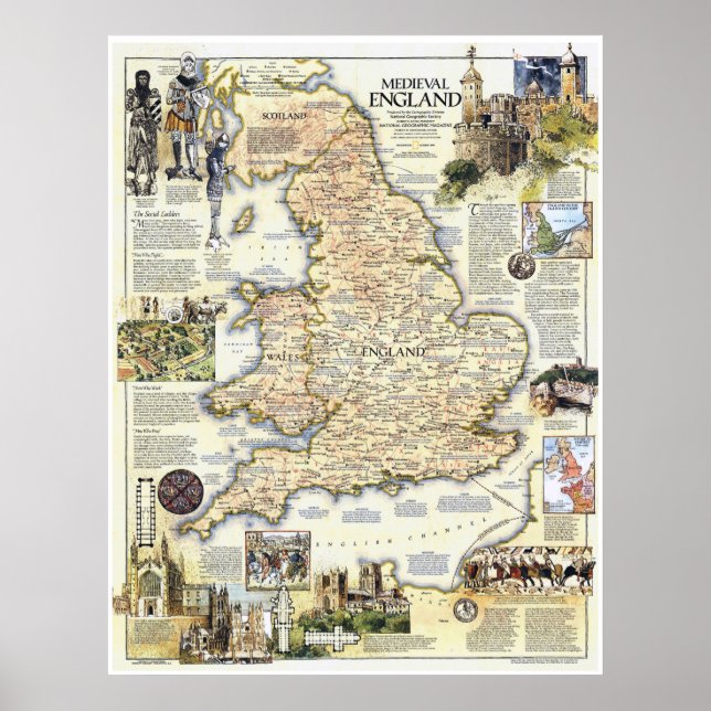 " England: 1979 Das Mittelalterliche England Karte Poster (Front)