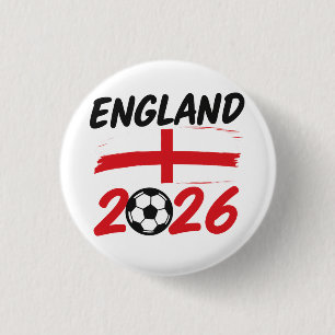 England 2026 Soccer Fan Design, Cross and Football 3 Cm Round Badge
