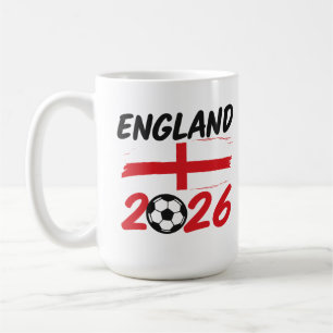 England 2026 Soccer Fan Design, Cross and Football Coffee Mug