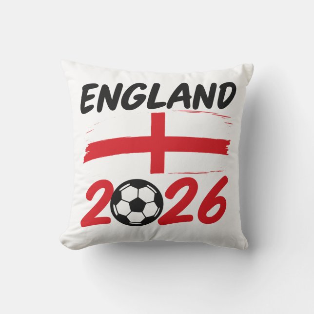 England 2026 Soccer Fan Design, Cross and Football Cushion (Front)