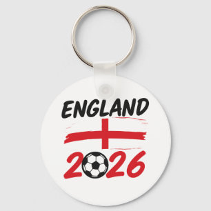 England 2026 Soccer Fan Design, Cross and Football Key Ring