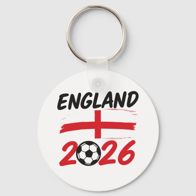 England 2026 Soccer Fan Design, Cross and Football Key Ring (Front)