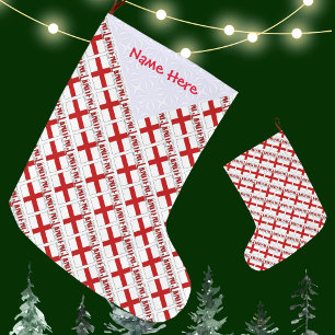 England and English Flag Tiled Red Personalisation Large Christmas Stocking