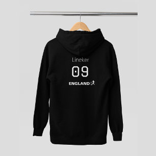 England Black White Back Print Custom Name Hoodie