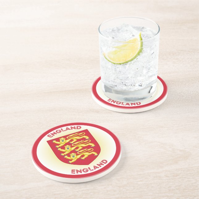 England Coat of Arms Circle Shape  Coaster (Side)