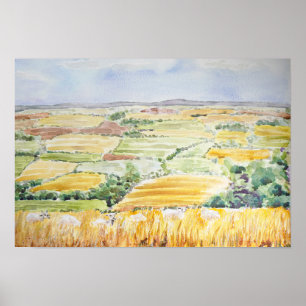 England Countryside watercolour painting  Poster