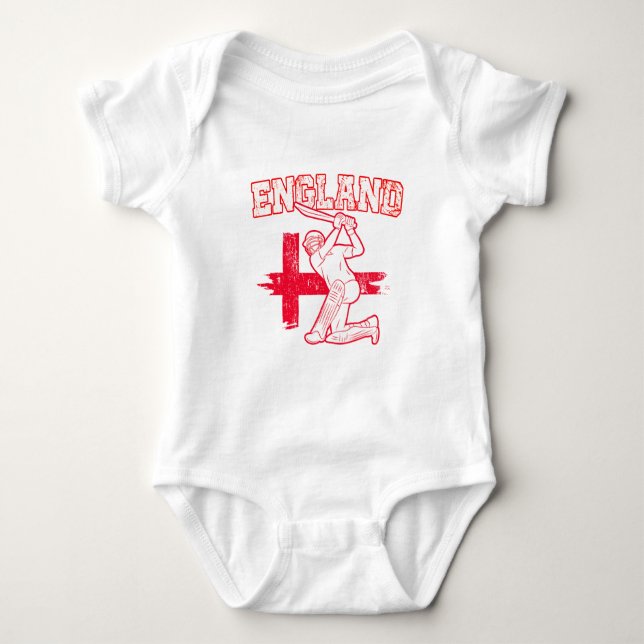 England Cricket Player Baby Bodysuit (Front)