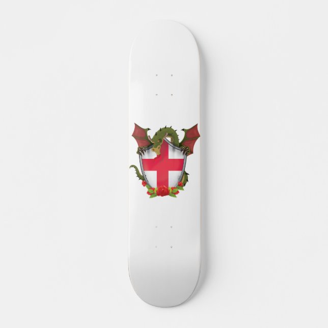 England Dragon and English Flag shield Skateboard (Front)