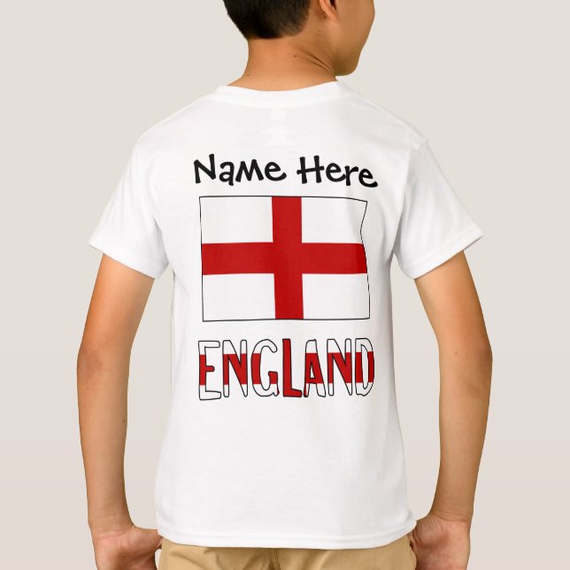 England English Flag Black Personalisation  T-Shirt (Back)