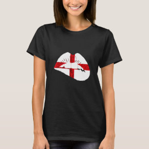 England English Flag Lips St George's Cross Englis T-Shirt