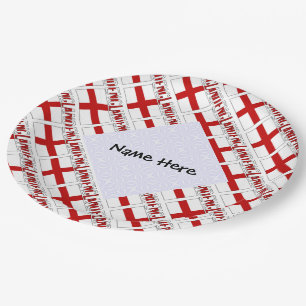 England English Flag Tiled Personalised Paper Plate
