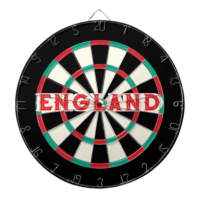 ENGLAND English Old Classic Design Red Text Dartboard (Front)
