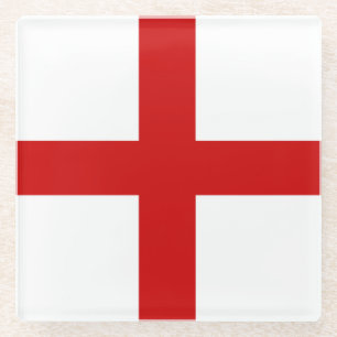 England Flag Button Glass Coaster