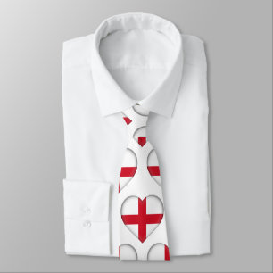 England Flag Colours Heart Pattern Neck Tie