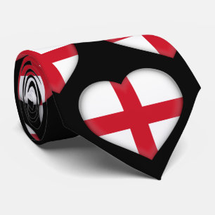 England Flag Colours Heart Pattern Neck Tie